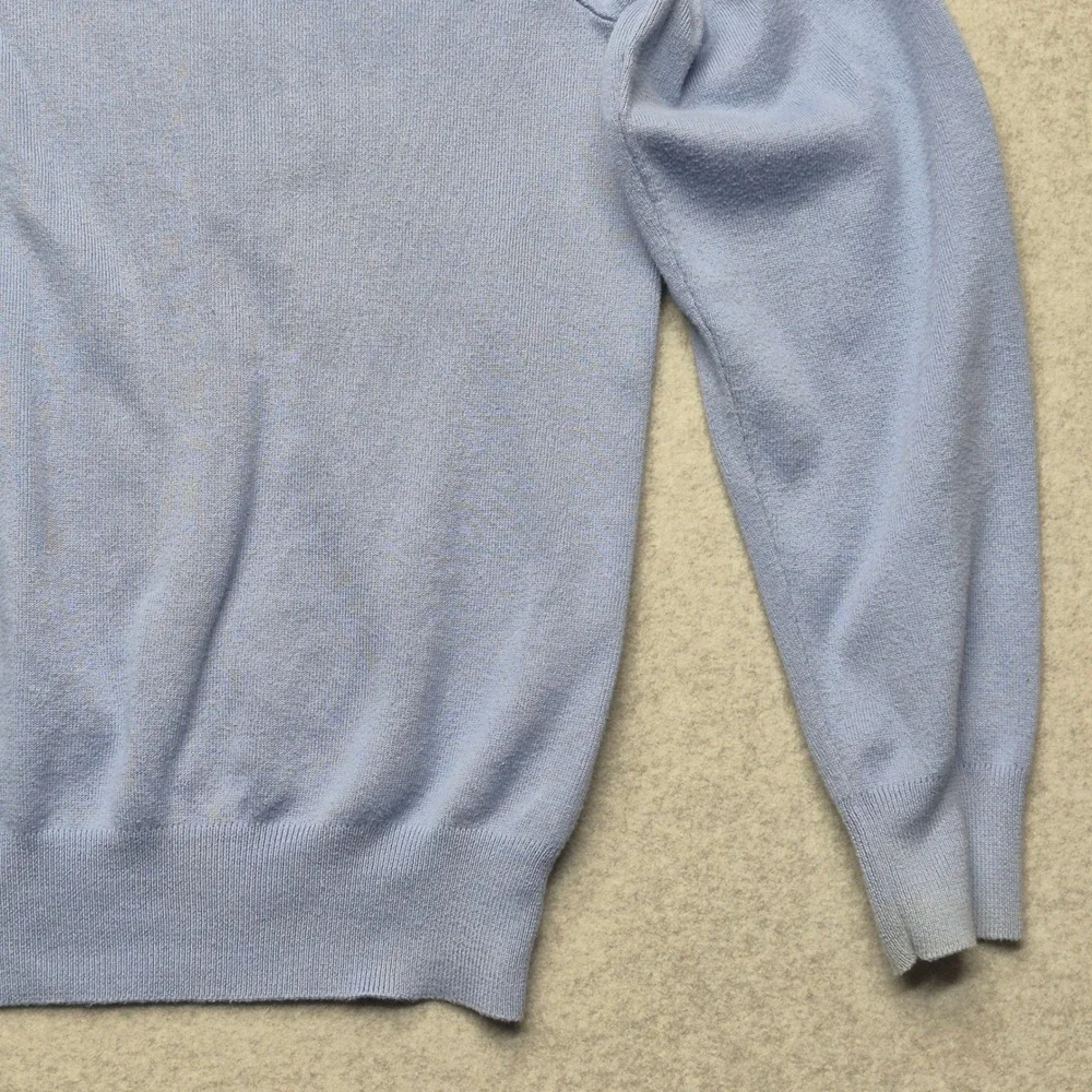 Polo Ralph Lauren Mens V-Neck Sweater Blue 100% Cotton Pony Logo Large